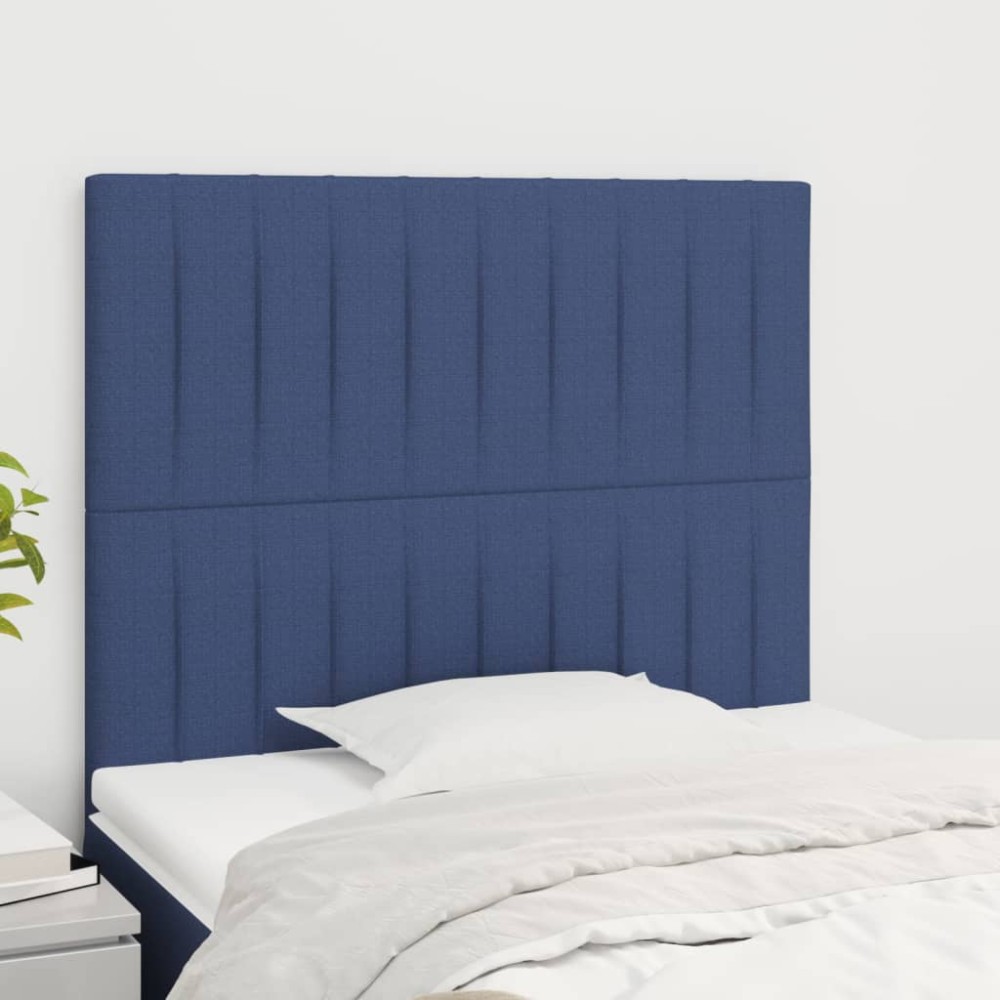vidaXL Tăblii de pat, 2 buc, albastru, 80x5x78/88 cm, textil