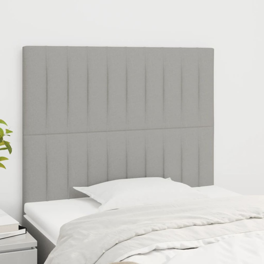 vidaXL Tăblii de pat, 2 buc, gri deschis, 90x5x78/88 cm, textil