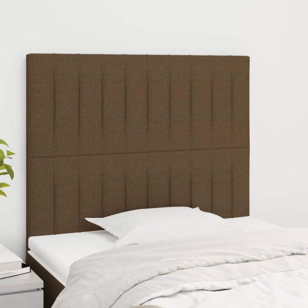vidaXL Tăblii de pat, 2 buc, maro închis, 90x5x78/88 cm, textil