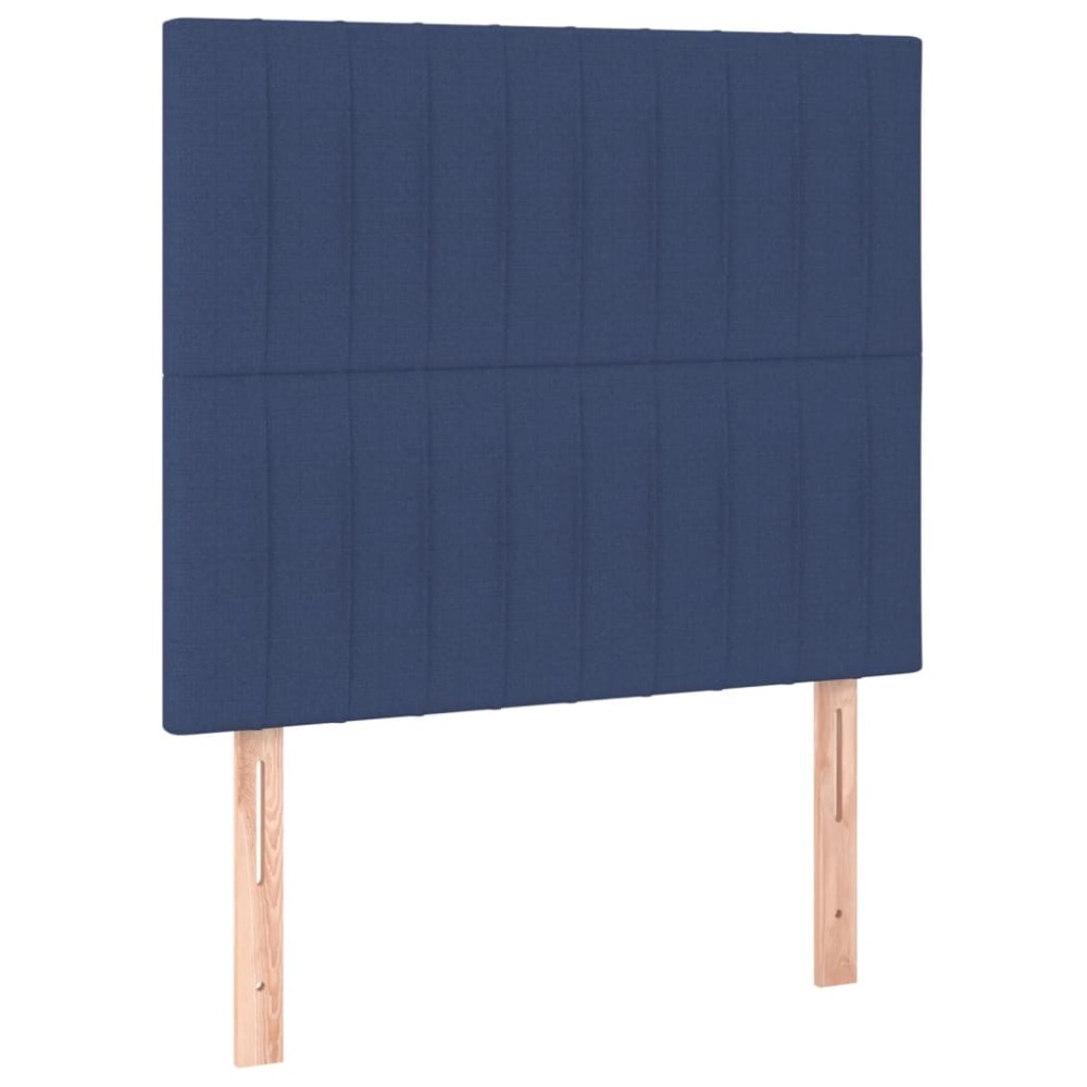 vidaXL Tăblii de pat, 2 buc, albastru, 90x5x78/88 cm, textil