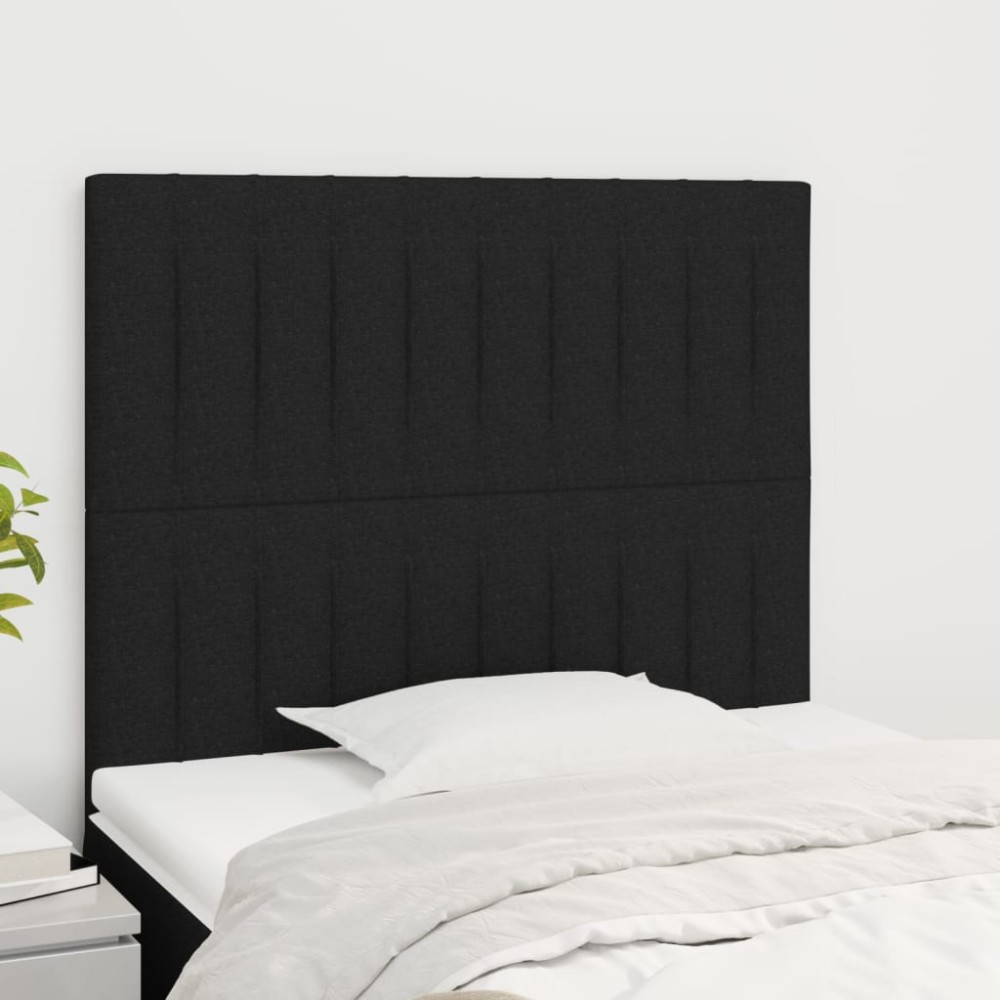 vidaXL Tăblii de pat, 2 buc, negru, 100x5x78/88 cm, textil