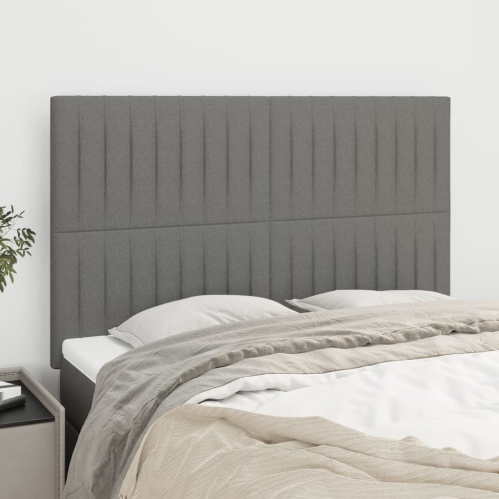 vidaXL Tăblii de pat, 4 buc, gri închis, 72x5x78/88 cm, textil