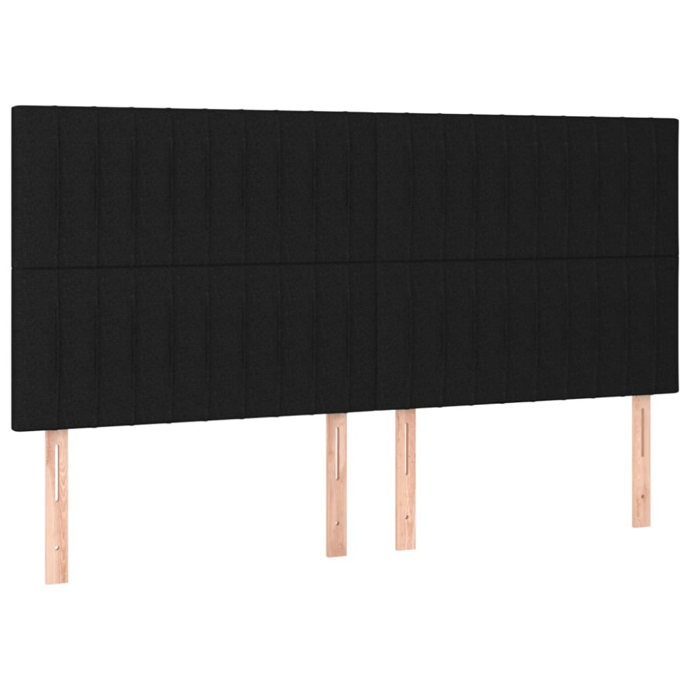 vidaXL Tăblii de pat, 4 buc, negru, 80x5x78/88 cm, textil
