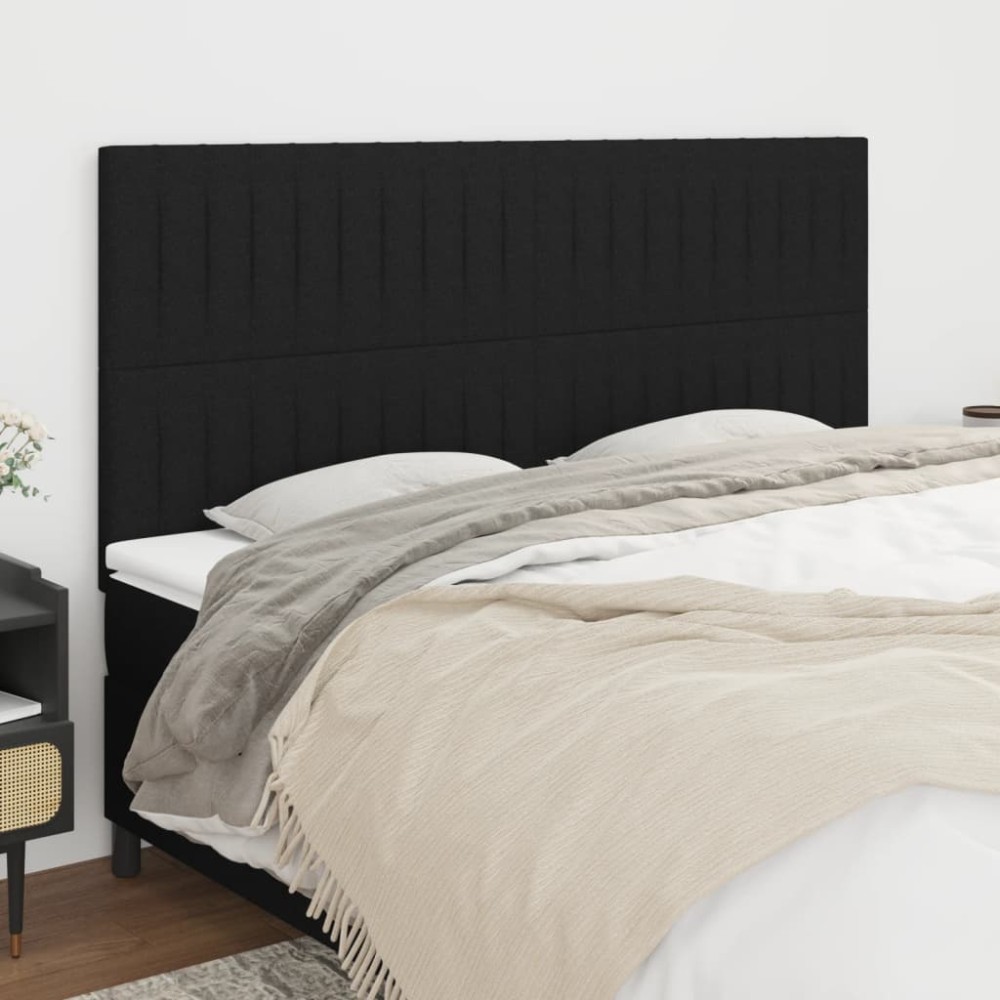 vidaXL Tăblii de pat, 4 buc, negru, 90x5x78/88 cm, textil