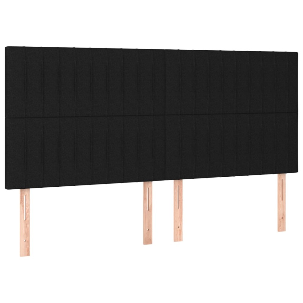 vidaXL Tăblii de pat, 4 buc, negru, 100x5x78/88 cm, textil