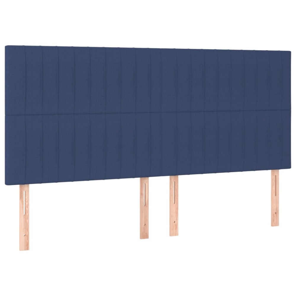 vidaXL Tăblii de pat, 4 buc, albastru, 100x5x78/88 cm, textil