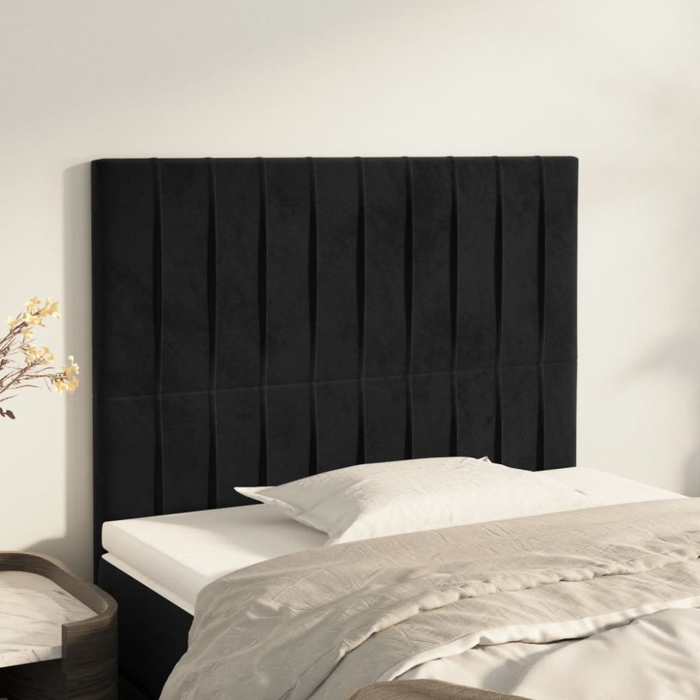 vidaXL Tăblii de pat, 2 buc, negru, 80x5x78/88 cm, catifea