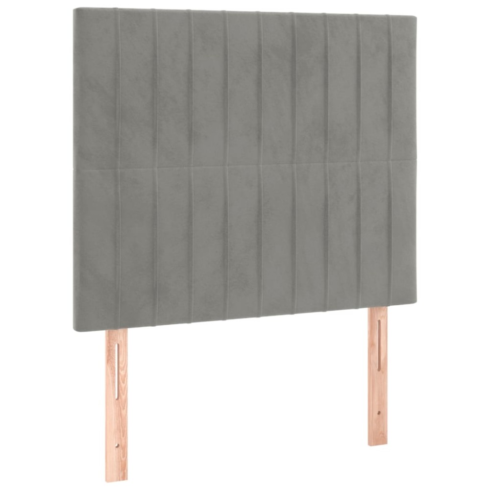 vidaXL Tăblii de pat, 2 buc, gri deschis, 90x5x78/88 cm, catifea