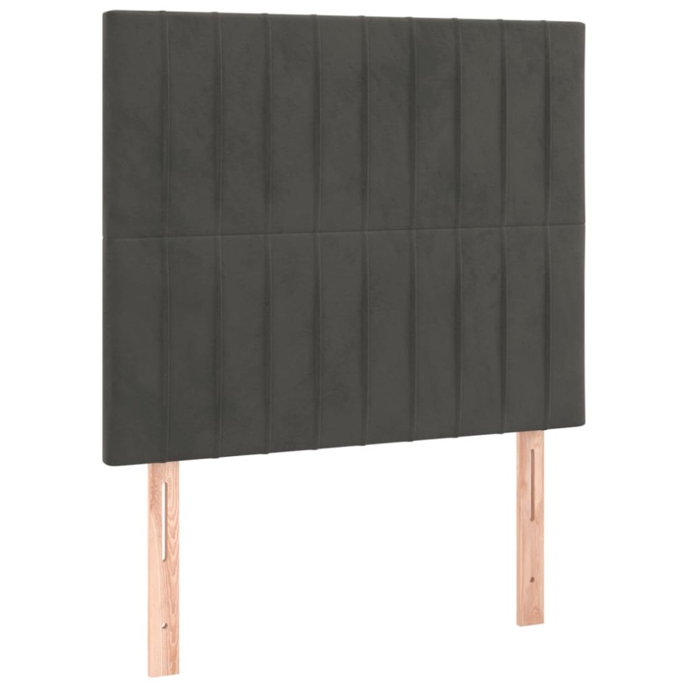 vidaXL Tăblii de pat, 2 buc, gri închis, 90x5x78/88 cm, catifea