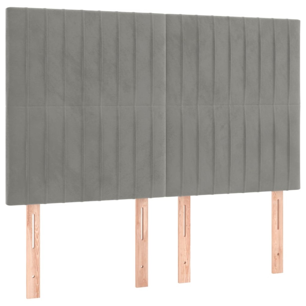 vidaXL Tăblii de pat, 4 buc, gri deschis, 72x5x78/88 cm, catifea