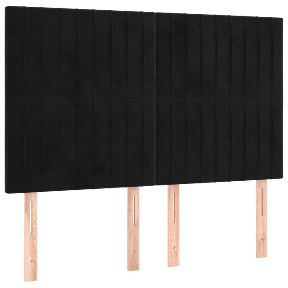 vidaXL Tăblii de pat, 4 buc, negru, 72x5x78/88 cm, catifea