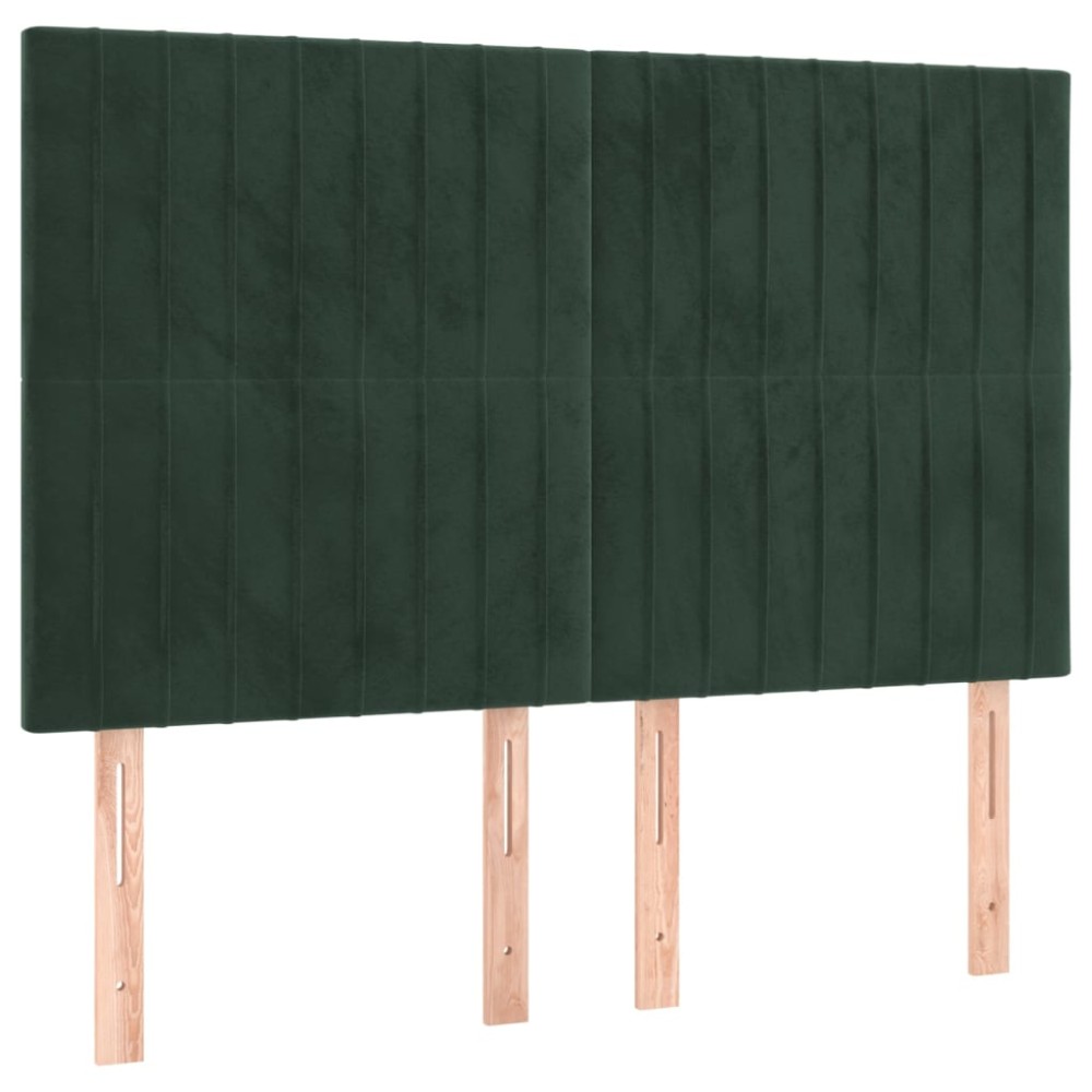 vidaXL Tăblii de pat, 4 buc, verde închis, 72x5x78/88 cm, catifea