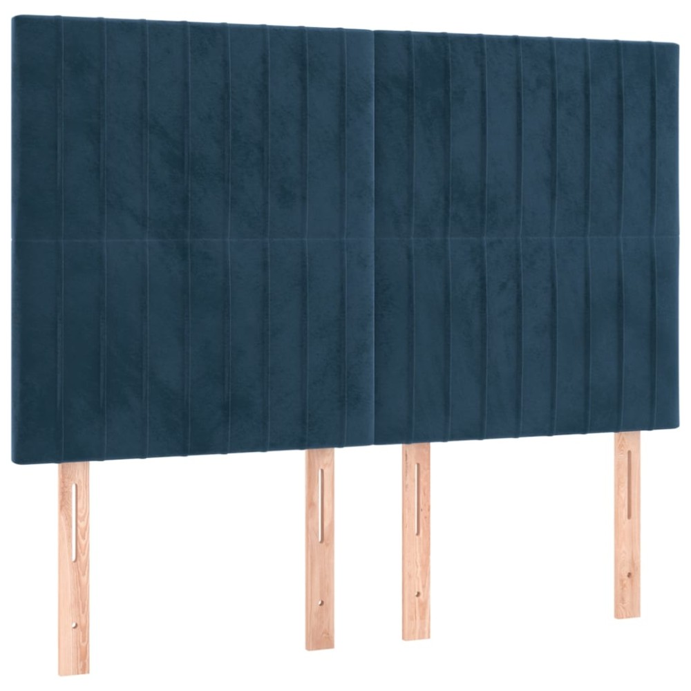 vidaXL Tăblii de pat, 4 buc, albastru închis, 72x5x78/88 cm, catifea