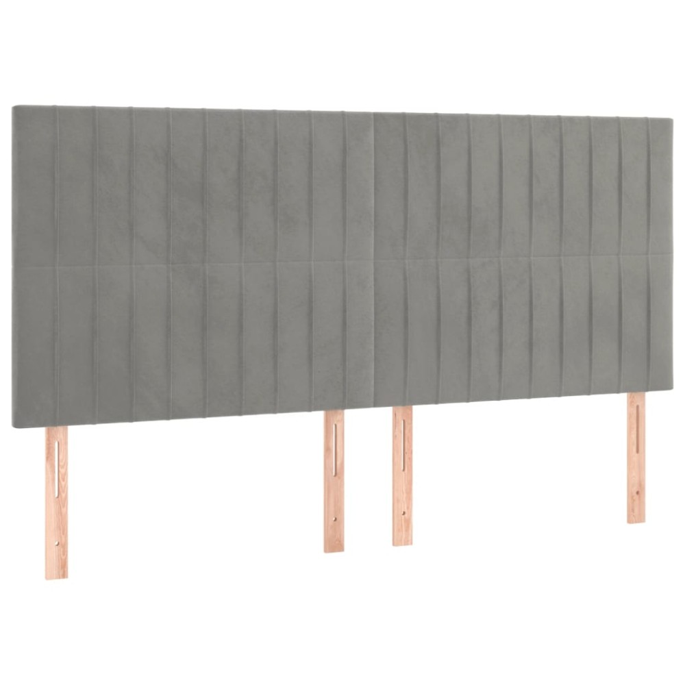 vidaXL Tăblii de pat, 4 buc, gri deschis, 80x5x78/88 cm, catifea