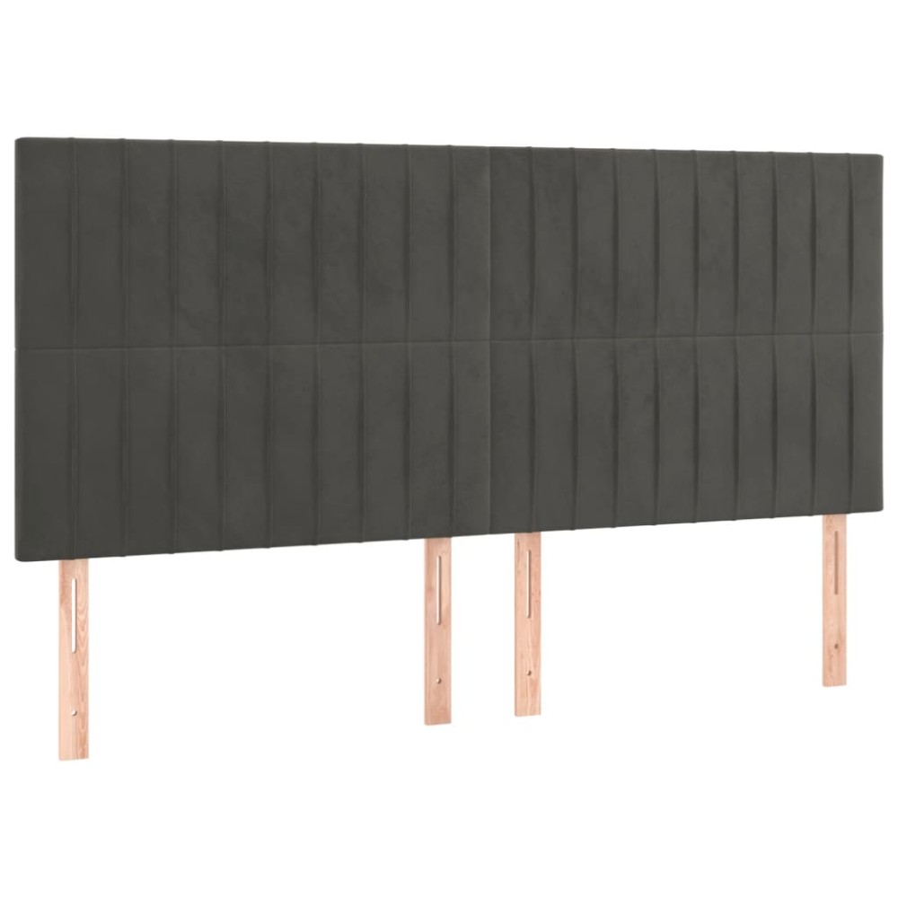 vidaXL Tăblii de pat, 4 buc, gri închis, 80x5x78/88 cm, catifea