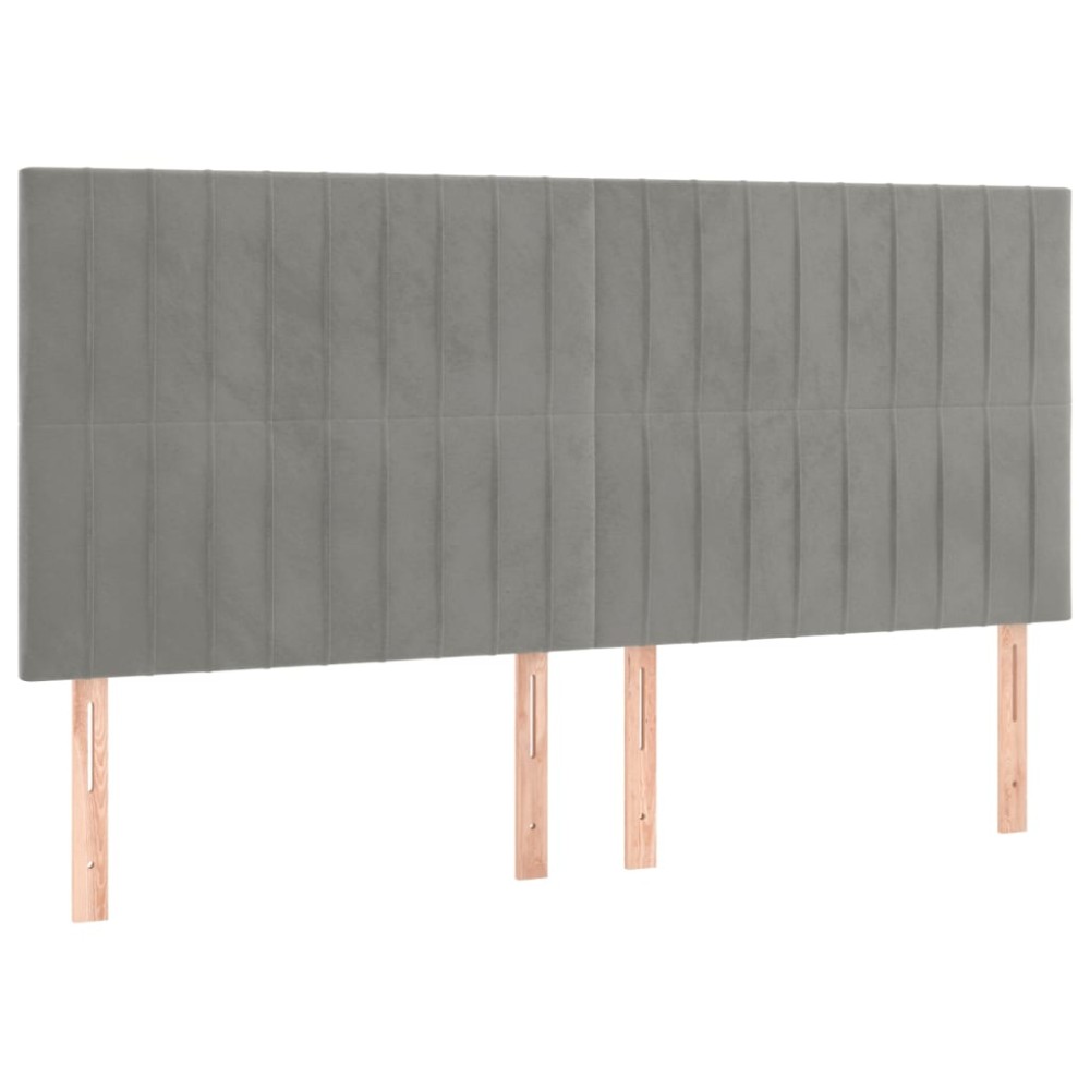 vidaXL Tăblii de pat, 4 buc, gri deschis, 90x5x78/88 cm, catifea