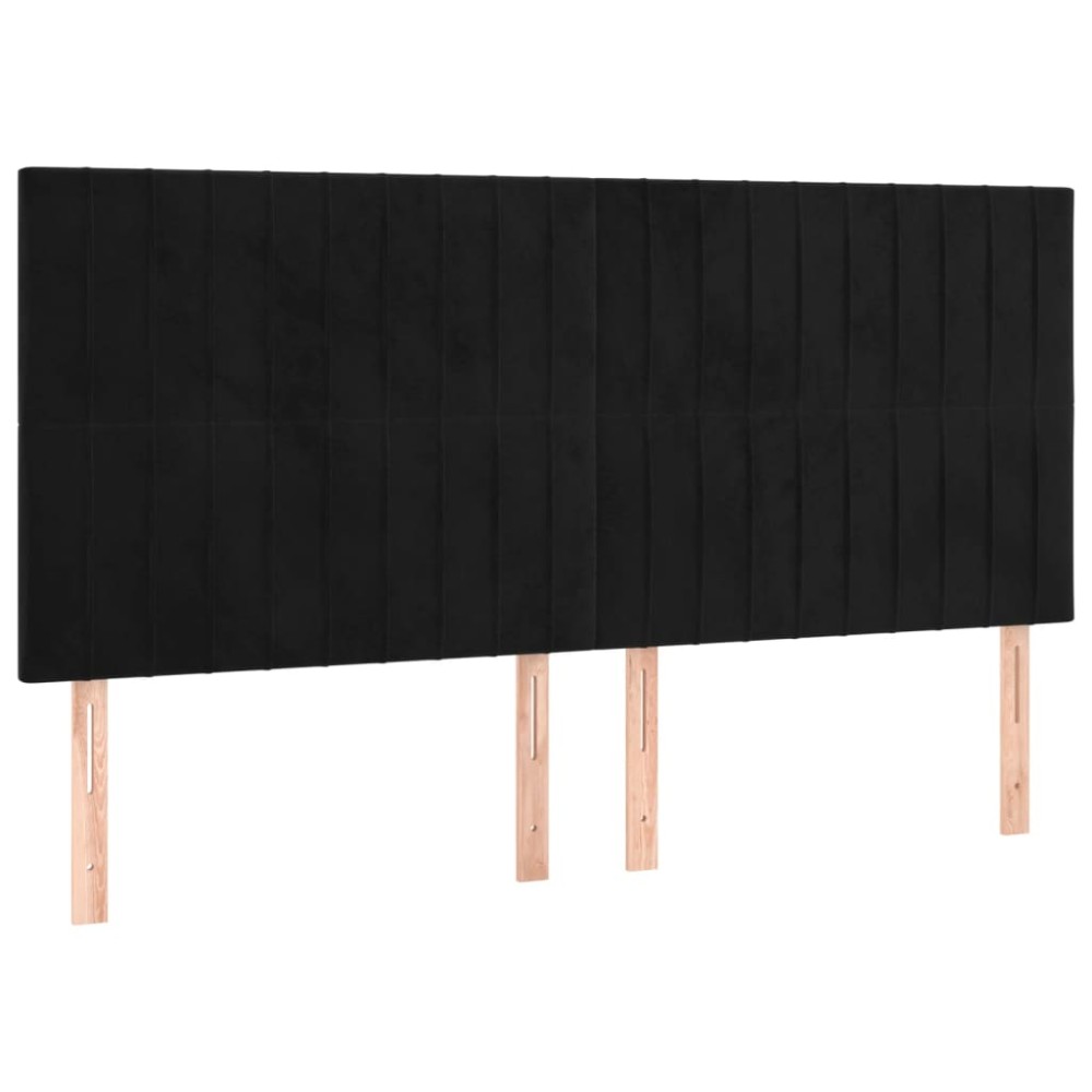 vidaXL Tăblii de pat, 4 buc, negru, 90x5x78/88 cm, catifea