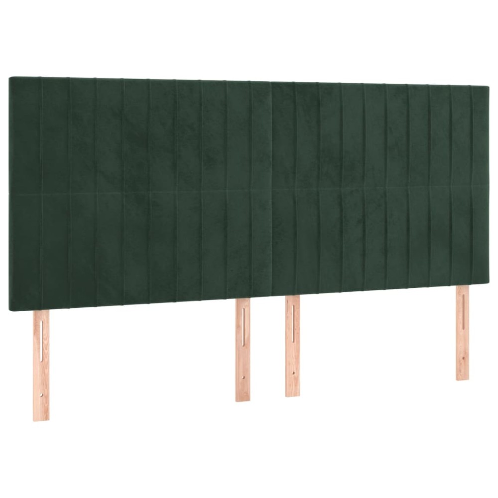 vidaXL Tăblii de pat, 4 buc, verde închis, 90x5x78/88 cm, catifea
