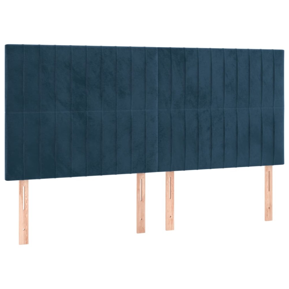vidaXL Tăblii de pat, 4 buc, albastru închis, 90x5x78/88 cm, catifea
