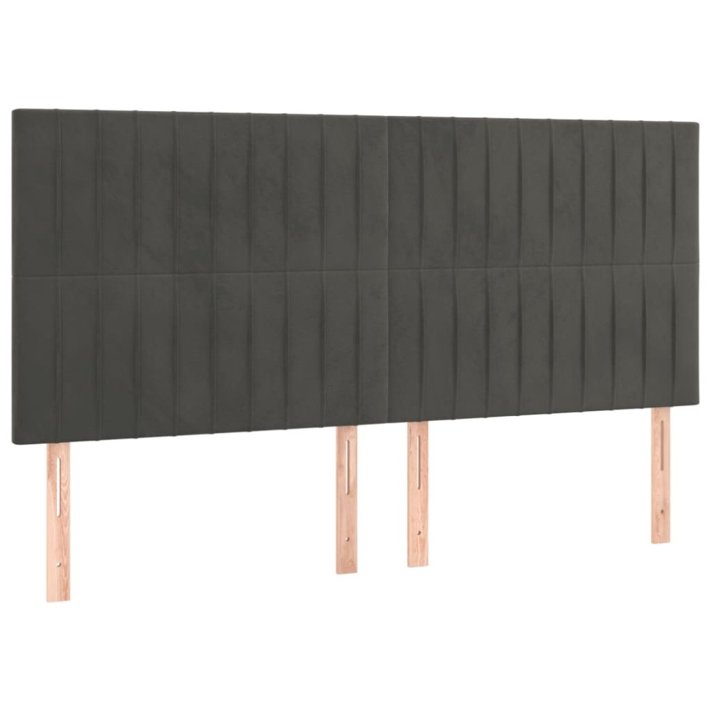 vidaXL Tăblii de pat, 4 buc, gri închis, 100x5x78/88 cm, catifea