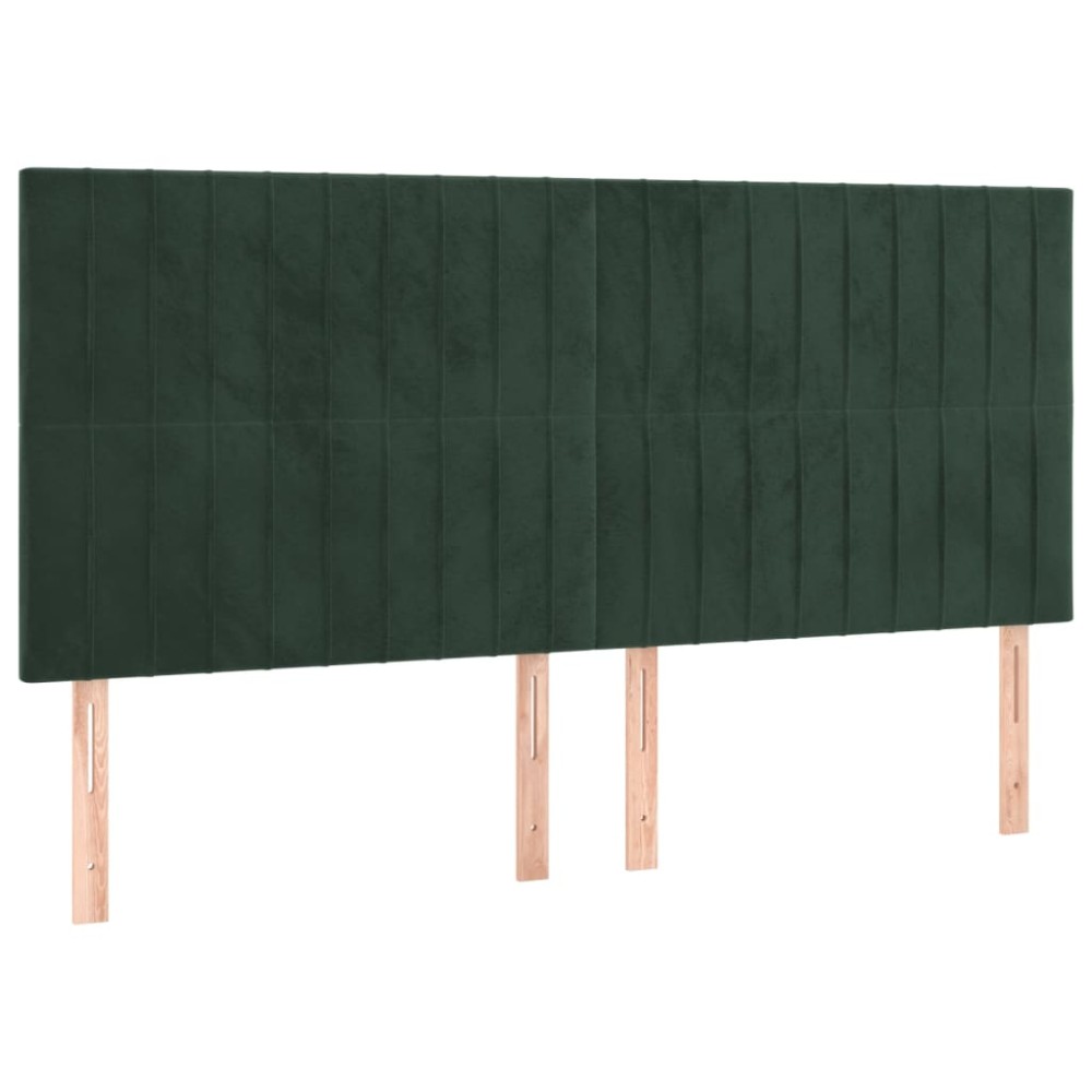 vidaXL Tăblii de pat, 4 buc, verde închis, 100x5x78/88 cm, catifea