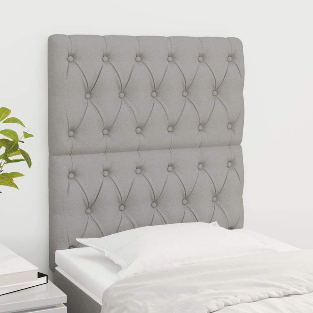 vidaXL Tăblii de pat, 2 buc, gri deschis, 80x7x78/88 cm, textil