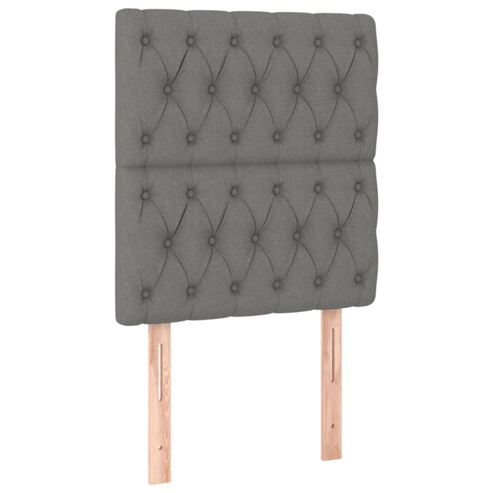 vidaXL Tăblii de pat, 2 buc, gri închis, 80x7x78/88 cm, textil