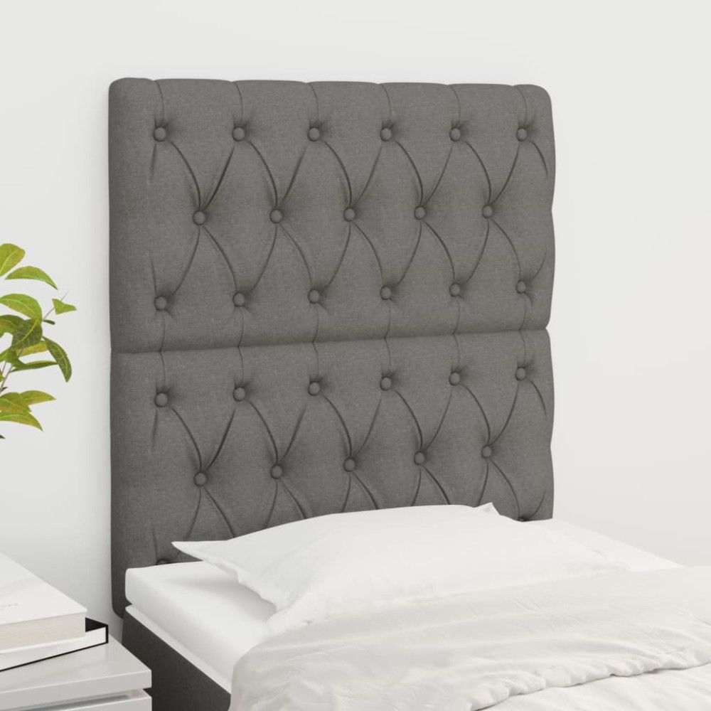 vidaXL Tăblii de pat, 2 buc, gri închis, 80x7x78/88 cm, textil