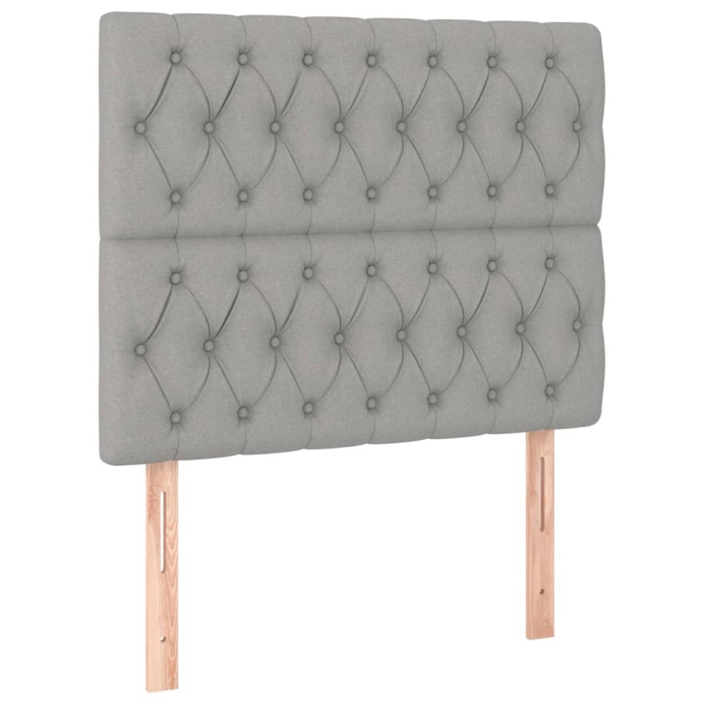 vidaXL Tăblii de pat, 2 buc, gri deschis, 90x7x78/88 cm, textil