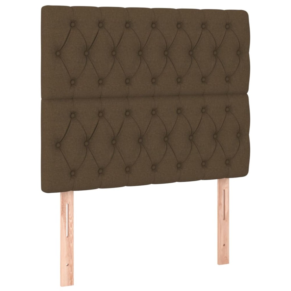 vidaXL Tăblii de pat, 2 buc, maro închis, 90x7x78/88 cm, textil