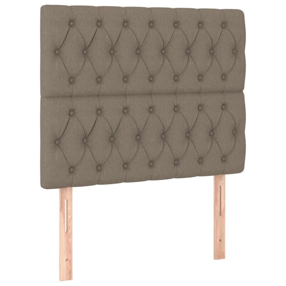 vidaXL Tăblii de pat, 2 buc, gri taupe, 90x7x78/88 cm, textil