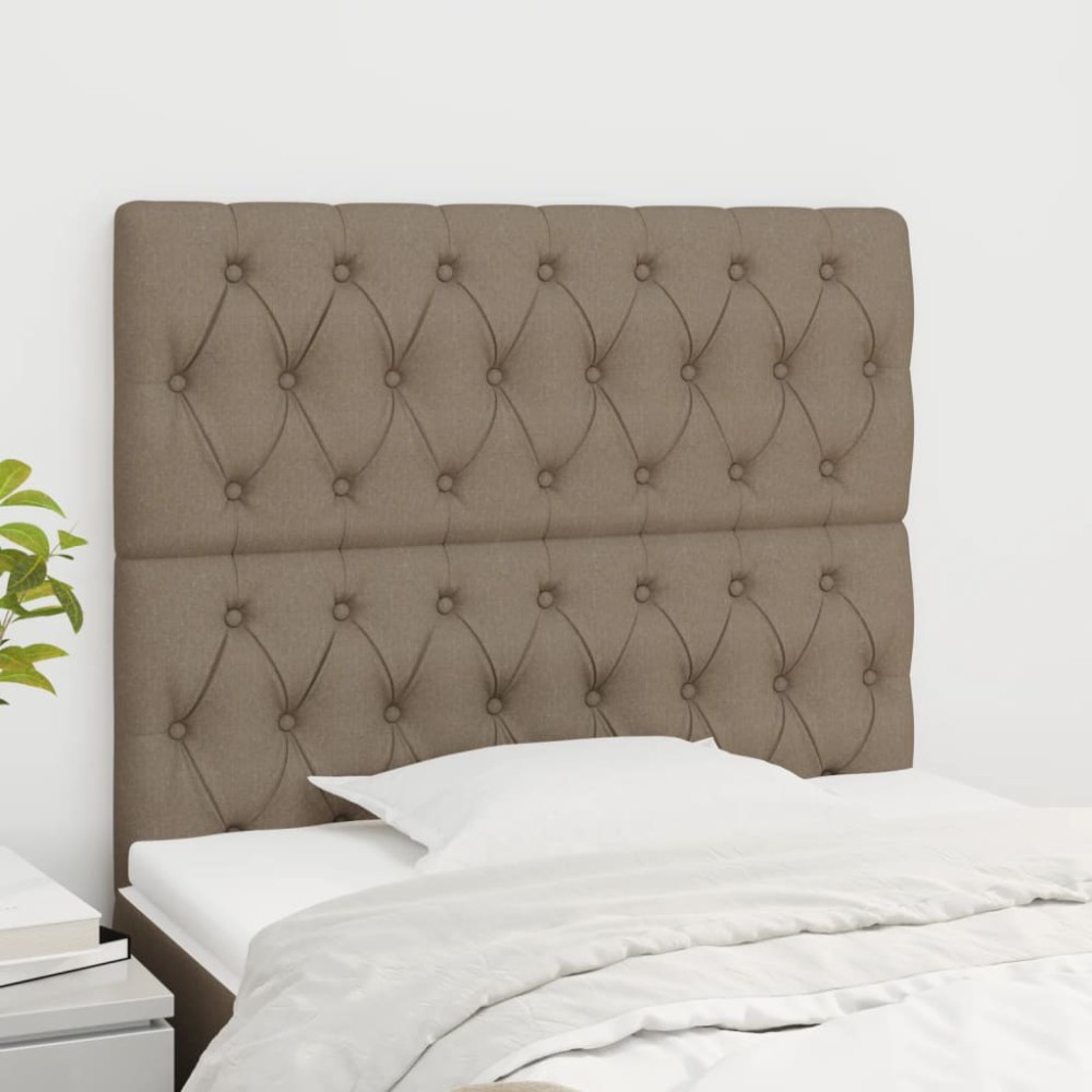vidaXL Tăblii de pat, 2 buc, gri taupe, 90x7x78/88 cm, textil