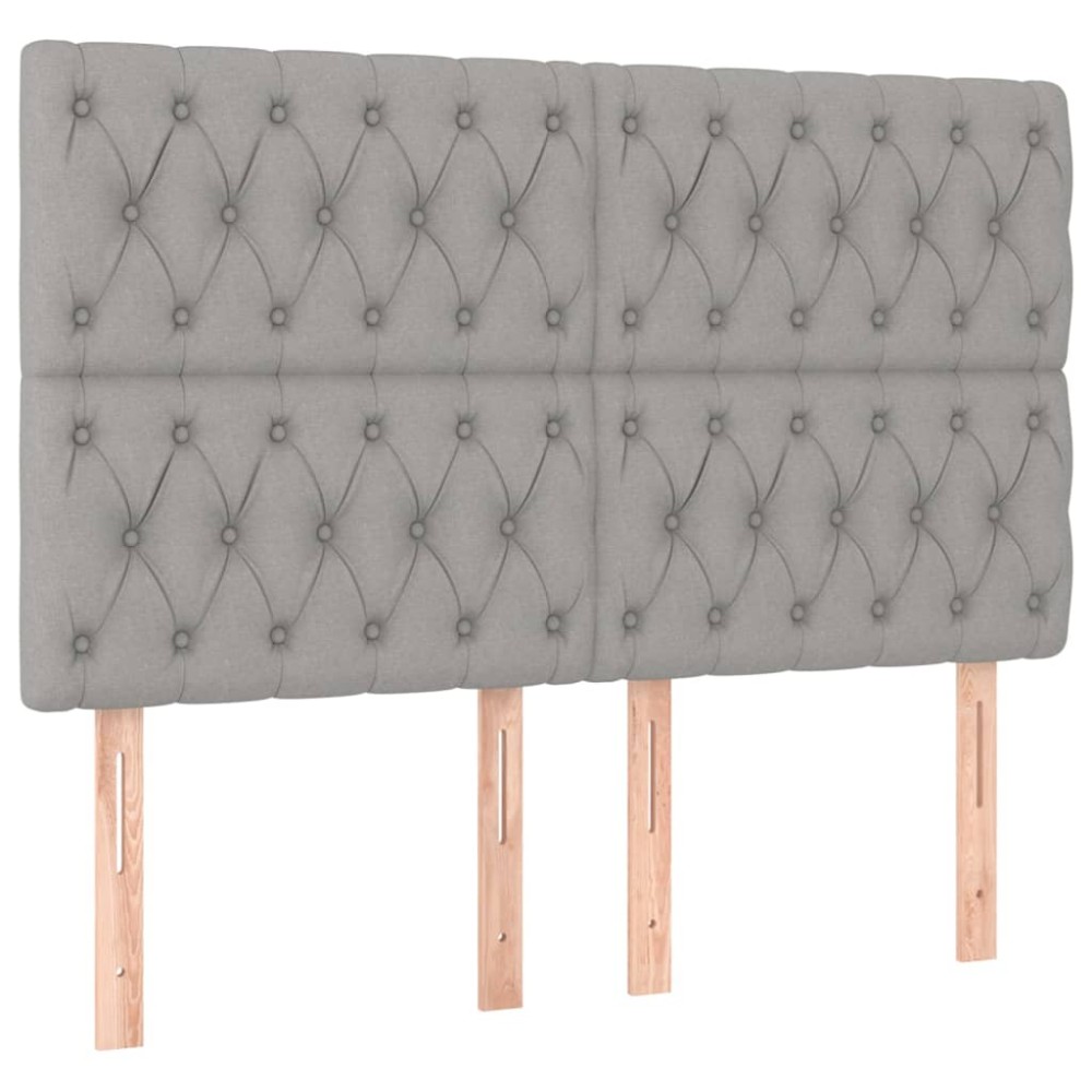 vidaXL Tăblii de pat, 4 buc, gri deschis, 72x7x78/88 cm, textil