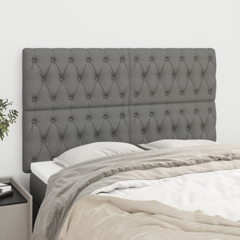 vidaXL Tăblii de pat, 4 buc, gri închis, 72x7x78/88 cm, textil