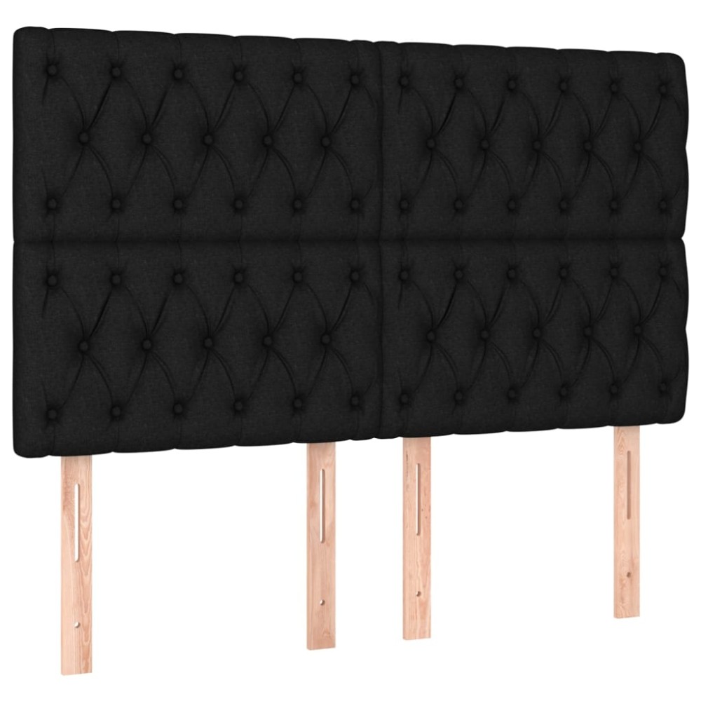 vidaXL Tăblii de pat, 4 buc, negru, 80x7x78/88 cm, textil