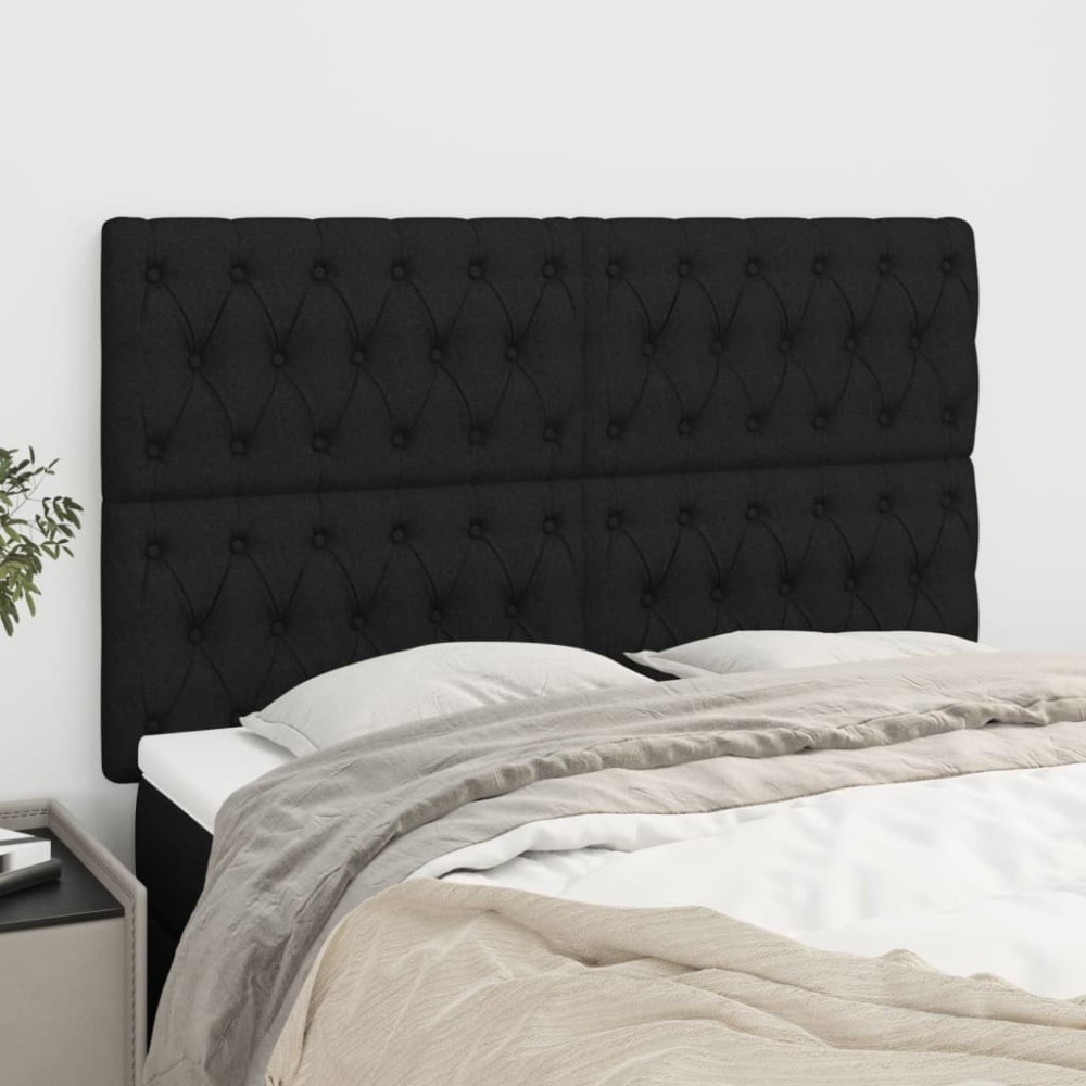 vidaXL Tăblii de pat, 4 buc, negru, 80x7x78/88 cm, textil