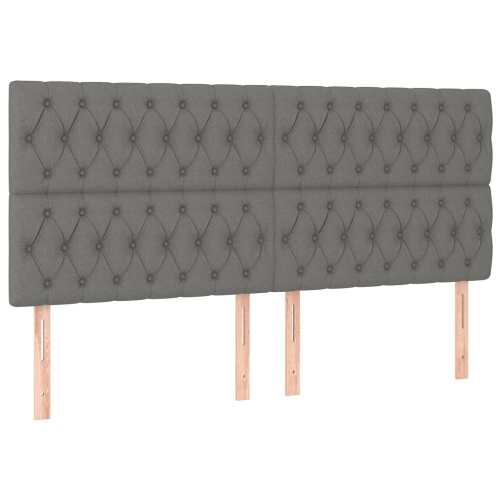 vidaXL Tăblii de pat, 4 buc, gri închis, 90x7x78/88 cm, textil