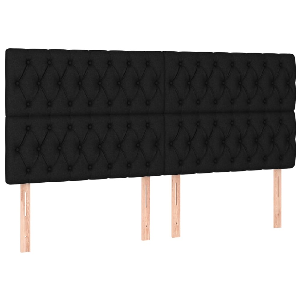 vidaXL Tăblii de pat, 4 buc, negru, 90x7x78/88 cm, textil