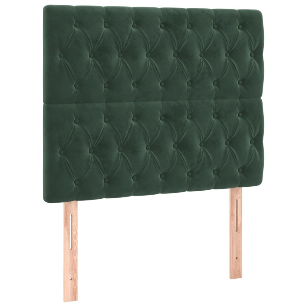 vidaXL Tăblii de pat, 2 buc, verde închis, 90x7x78/88 cm, catifea