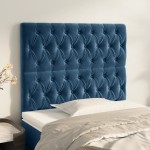 vidaXL Tăblii de pat, 2 buc, albastru închis, 90x7x78/88 cm, catifea vidaXL Tăblii de pat, 2 buc, albastru închis, 90x7x78/88 cm, catifea