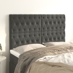 vidaXL Tăblii de pat, 4 buc, gri închis, 72x7x78/88 cm, catifea vidaXL Tăblii de pat, 4 buc, gri închis, 72x7x78/88 cm, catifea