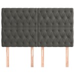 vidaXL Tăblii de pat, 4 buc, gri închis, 72x7x78/88 cm, catifea vidaXL Tăblii de pat, 4 buc, gri închis, 72x7x78/88 cm, catifea