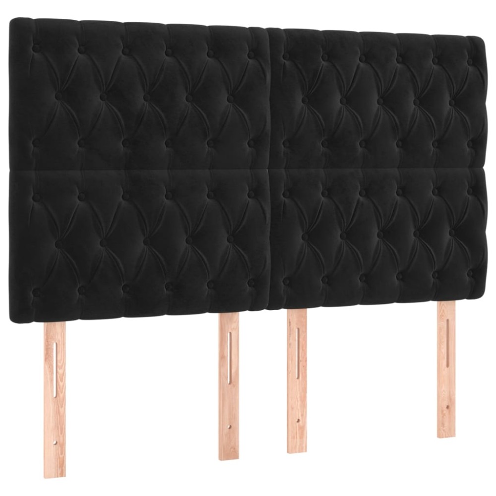 vidaXL Tăblii de pat, 4 buc, negru, 72x7x78/88 cm, catifea