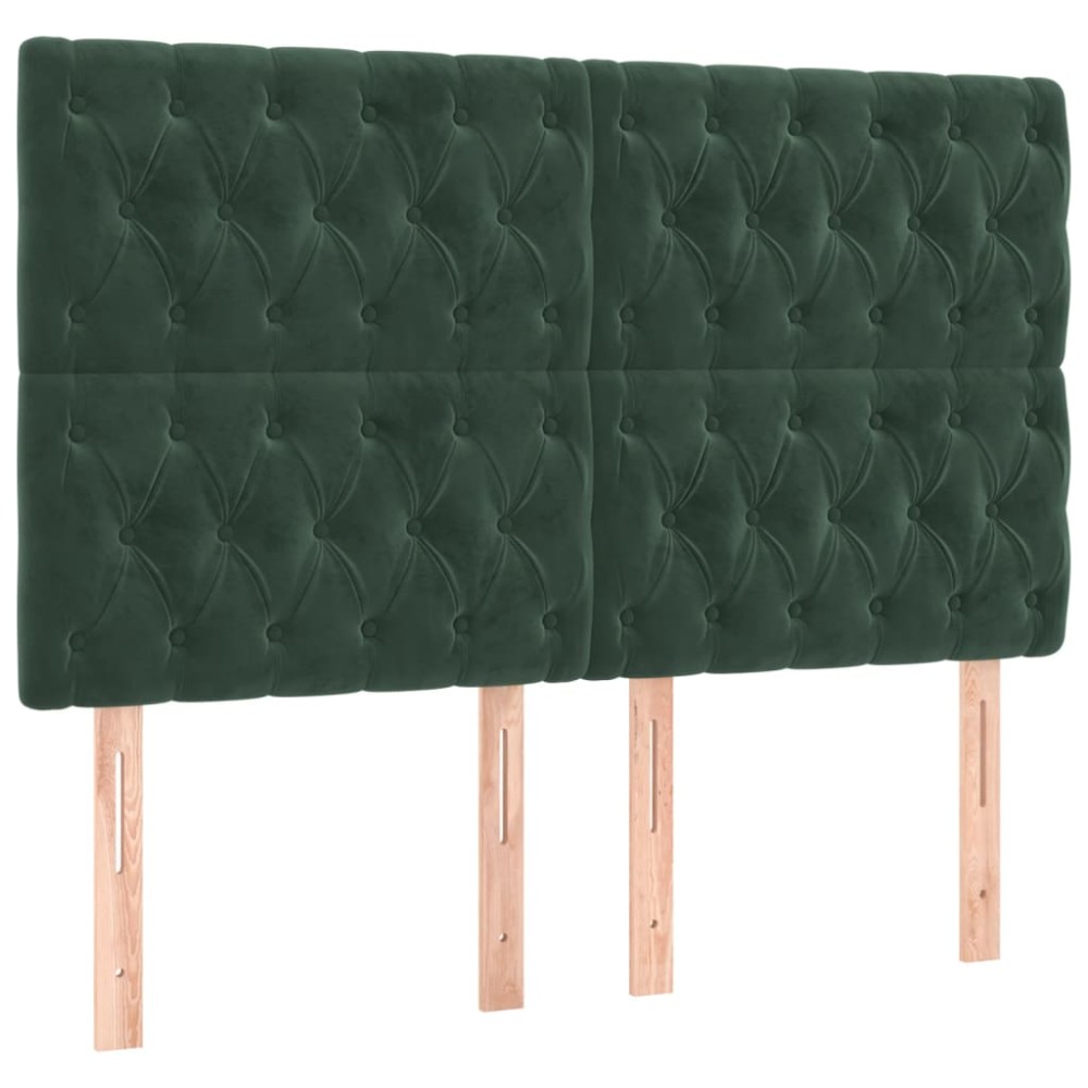 vidaXL Tăblii de pat, 4 buc, verde închis, 72x7x78/88 cm, catifea