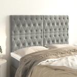 vidaXL Tăblii de pat, 4 buc, gri deschis, 80x7x78/88 cm, catifea vidaXL Tăblii de pat, 4 buc, gri deschis, 80x7x78/88 cm, catifea