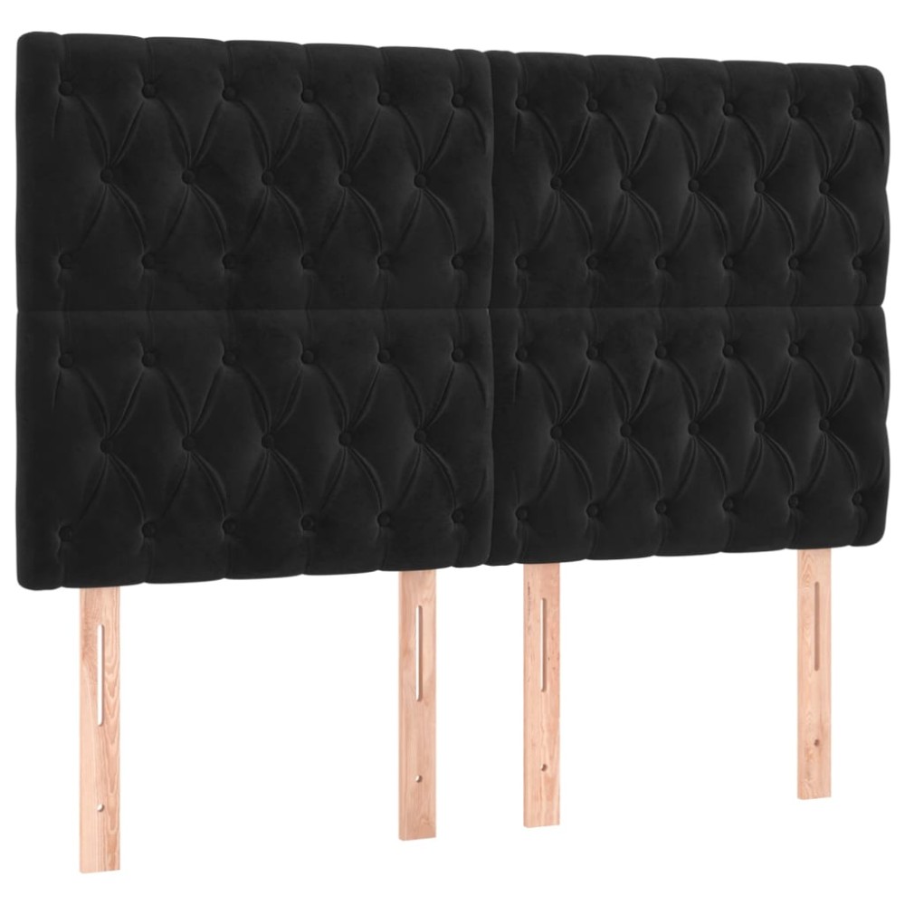 vidaXL Tăblii de pat, 4 buc, negru, 80x7x78/88 cm, catifea