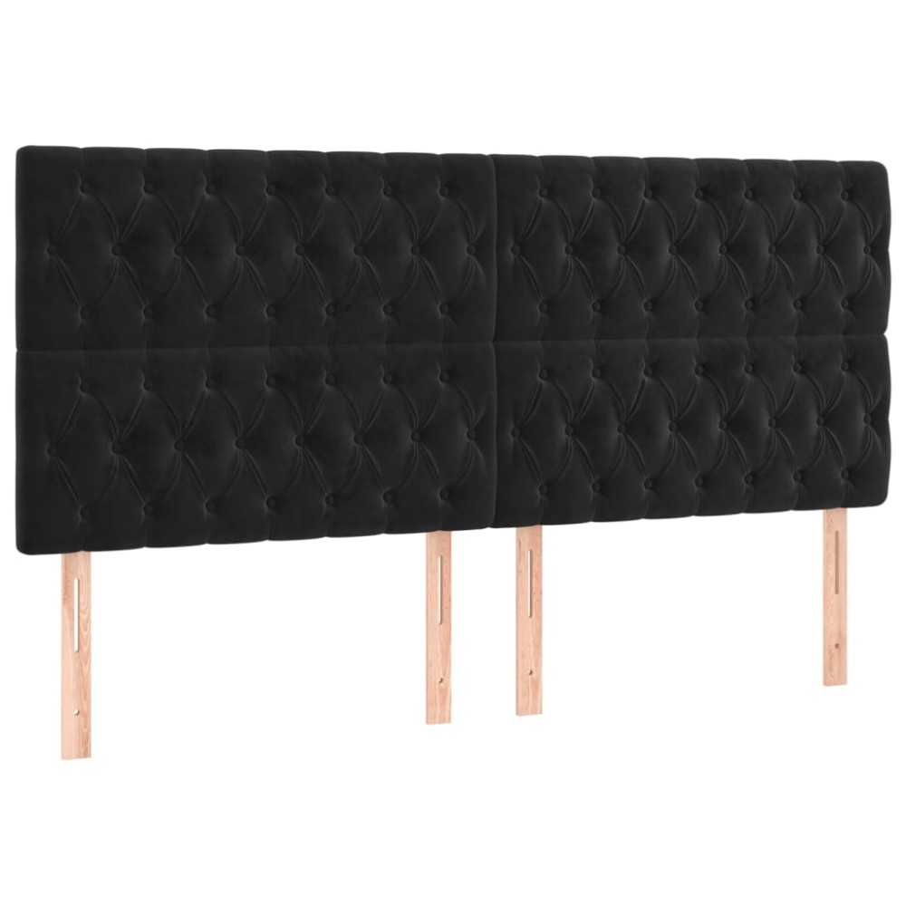 vidaXL Tăblii de pat, 4 buc, negru, 90x7x78/88 cm, catifea