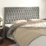 vidaXL Tăblii de pat, 4 buc, gri deschis, 100x7x78/88 cm, catifea vidaXL Tăblii de pat, 4 buc, gri deschis, 100x7x78/88 cm, catifea