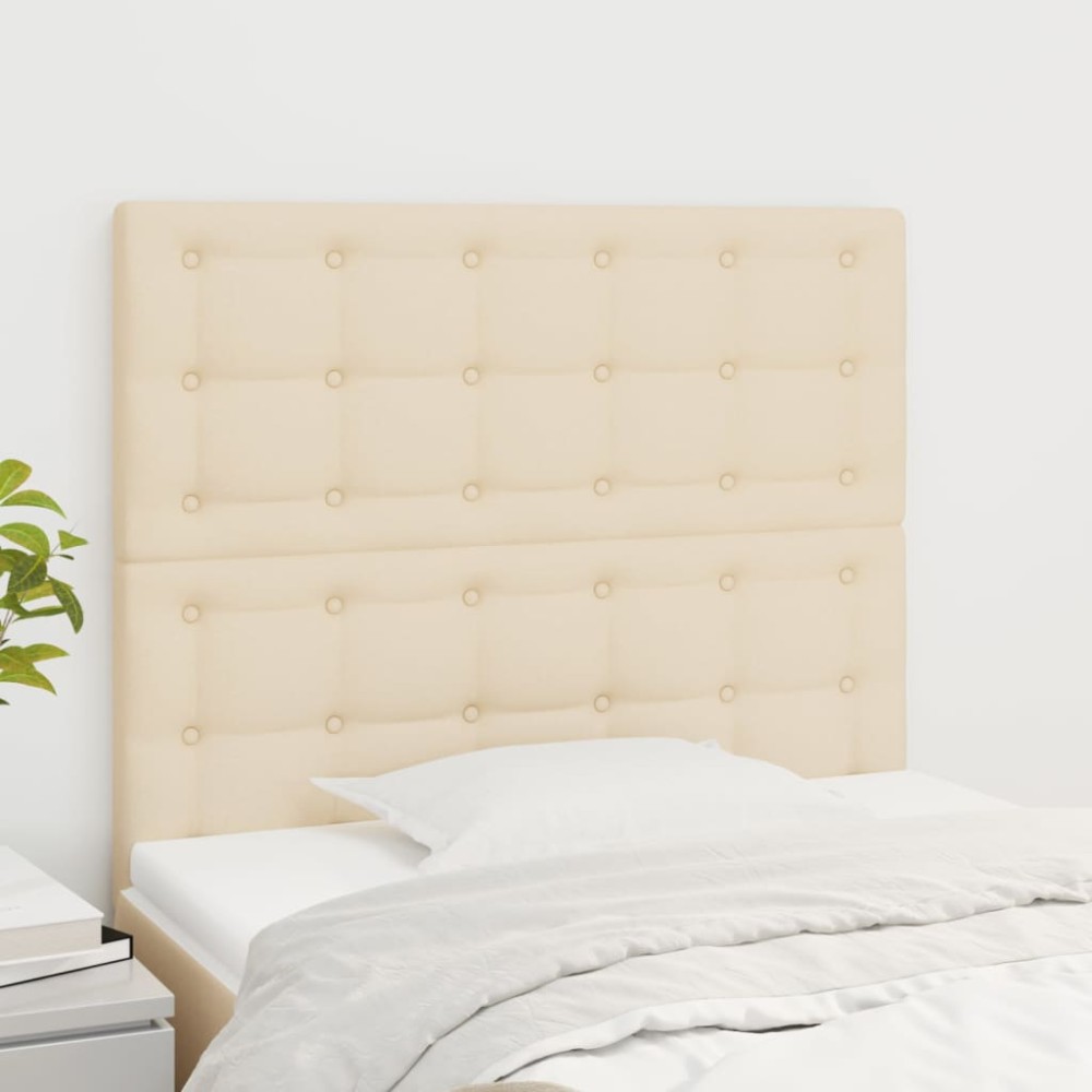 vidaXL Tăblii de pat, 2 buc, crem, 80x5x78/88 cm, textil