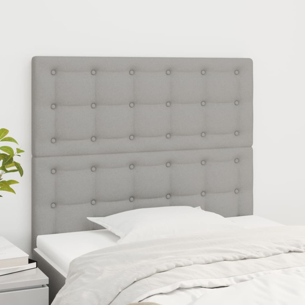 vidaXL Tăblii de pat, 2 buc, gri deschis, 90x5x78/88 cm, textil